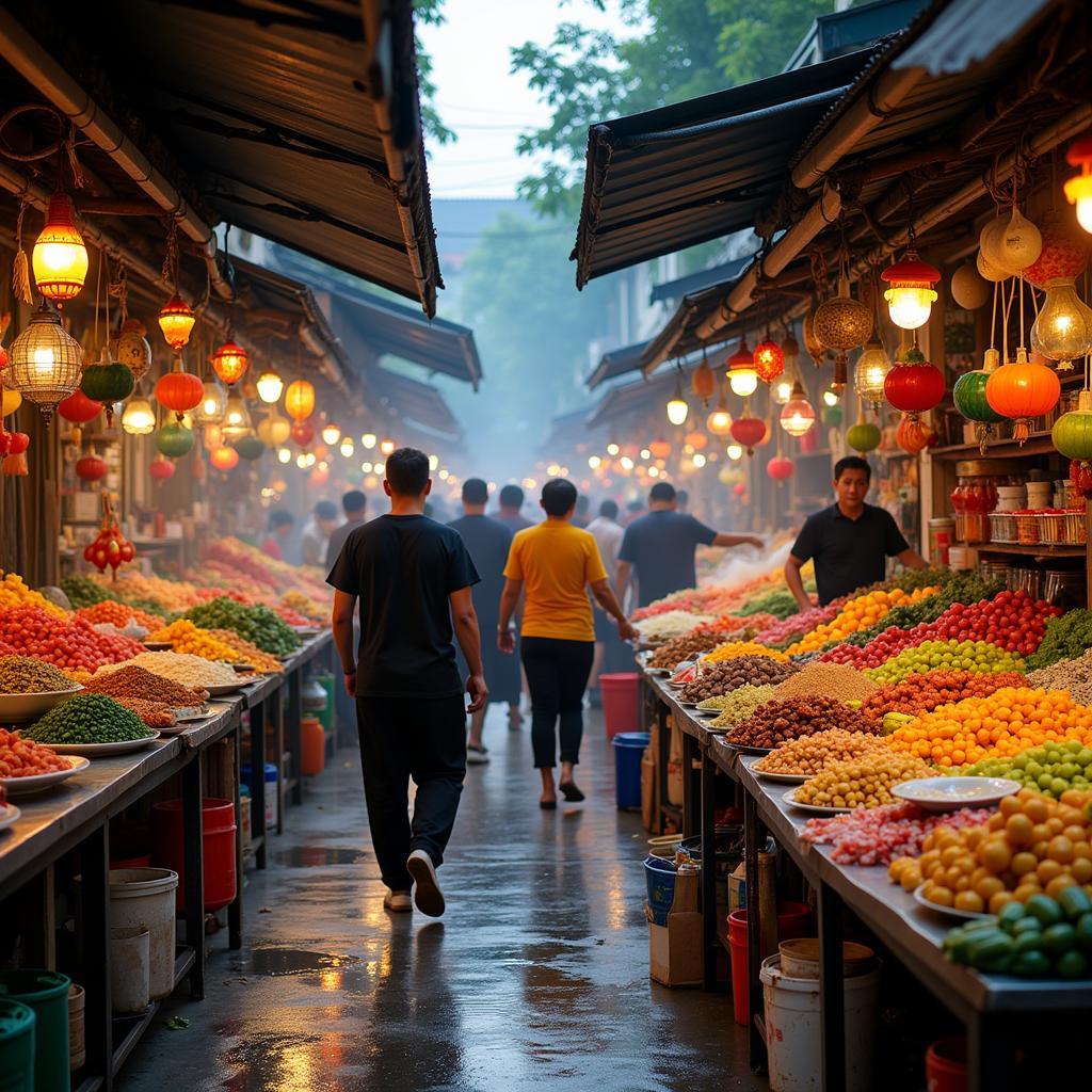 Vibrant Street Food Market in Hue