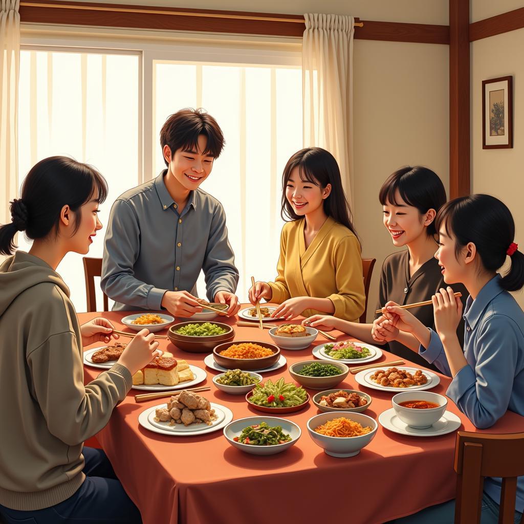 Family Dinner in a Japanese Homestay