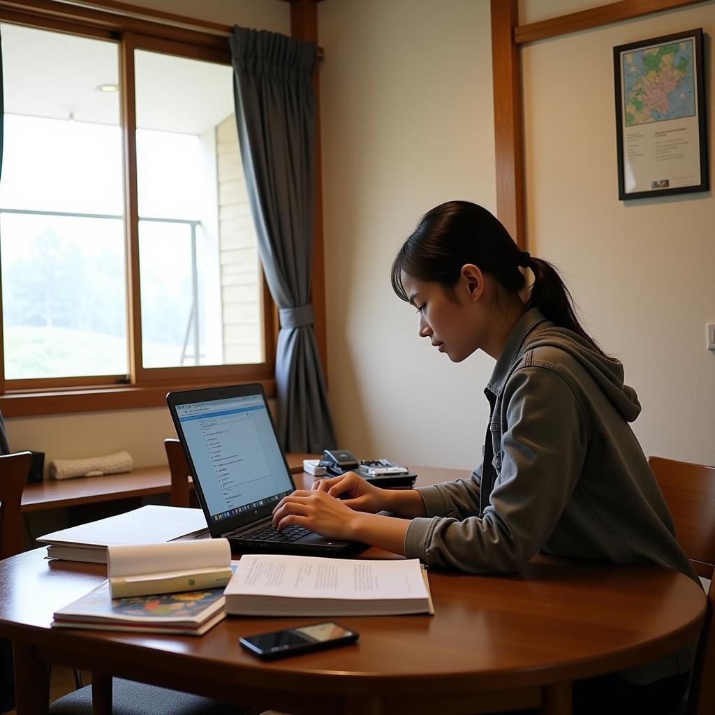 Student Studying in a Japanese Homestay