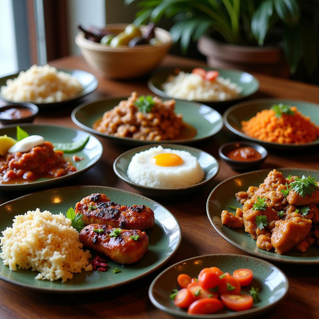 Traditional Javanese meal at a homestay