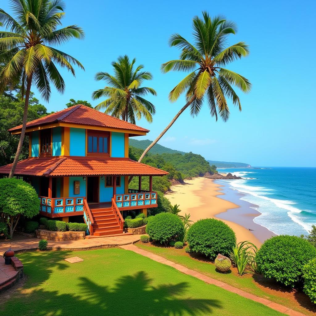 Scenic view of a homestay at Kelshi beach