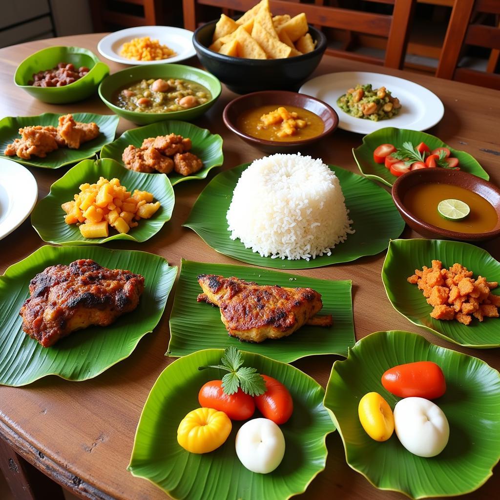 Traditional Kerala meal at a homestay