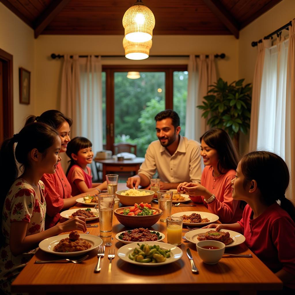 Family dinner at a Kodaikanal homestay