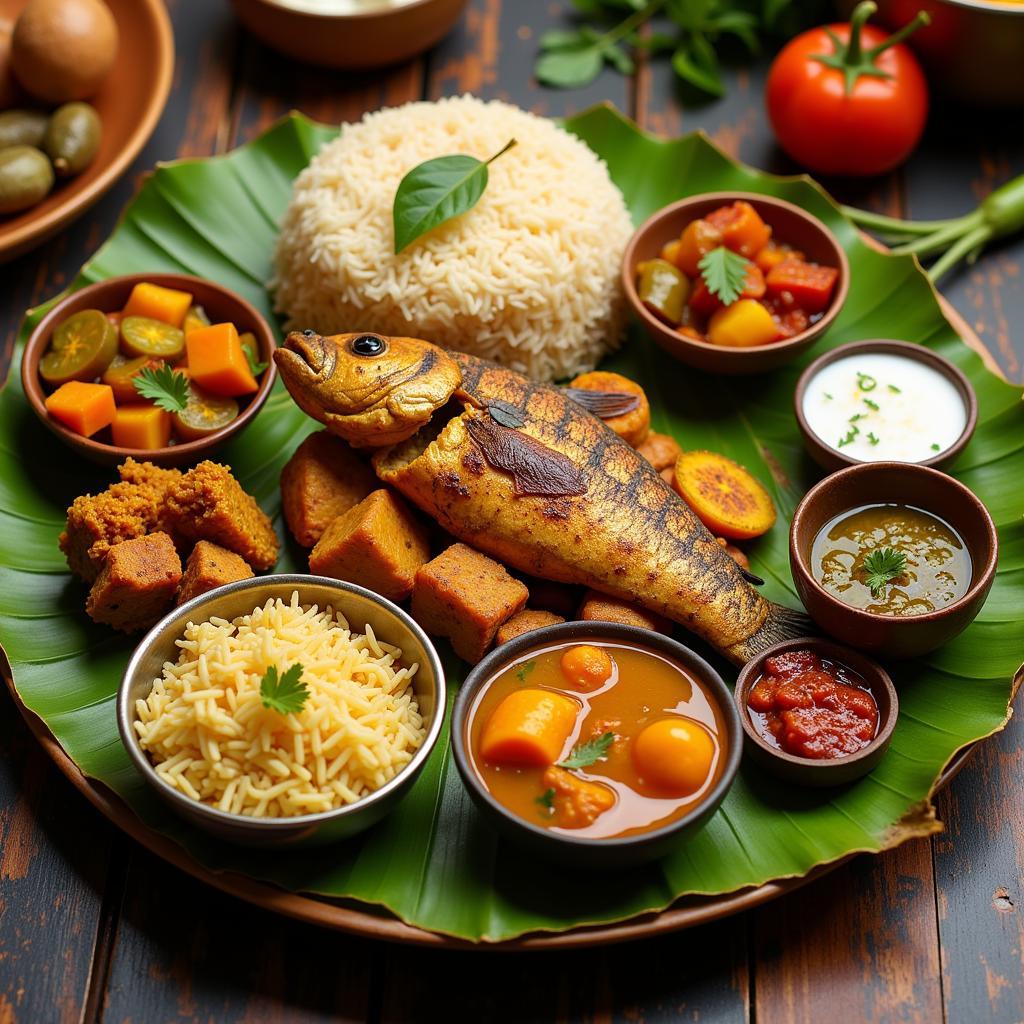 Delicious Konkan thali served at a homestay