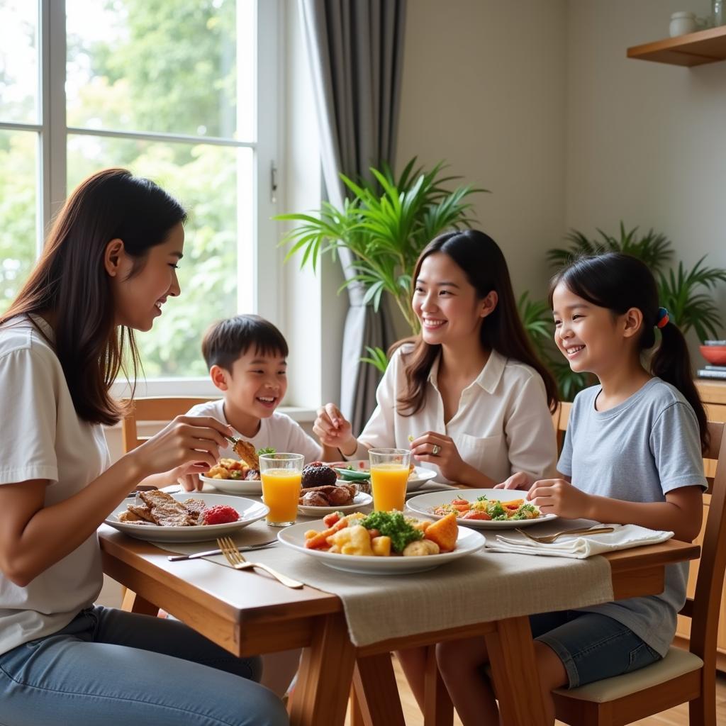 Family enjoying their stay at a Kota Kinabalu homestay