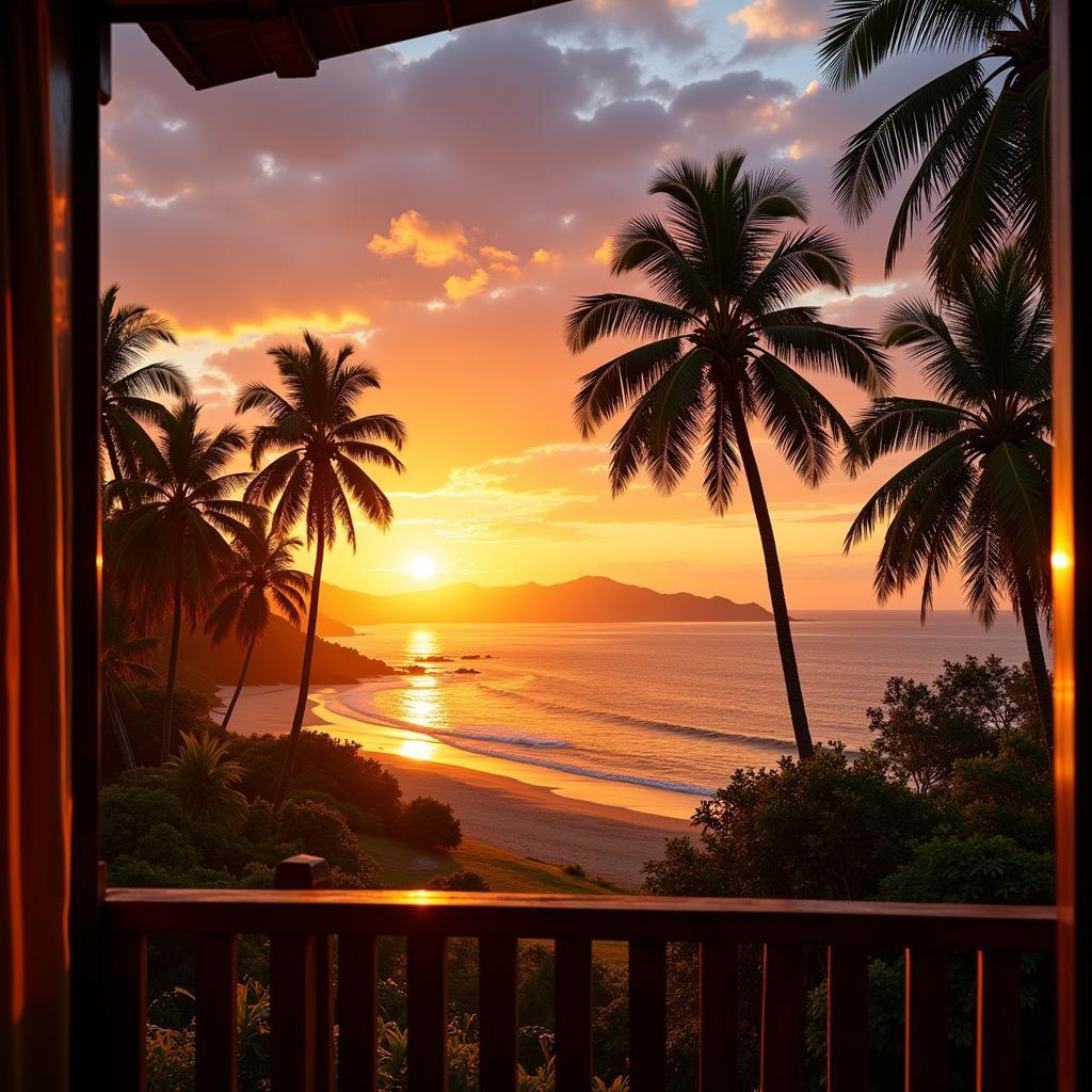 Sunrise over a Kozhikode beach homestay