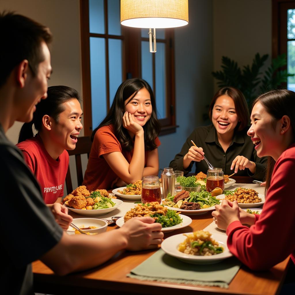 Family dinner at Kuala Sungai Baru homestay