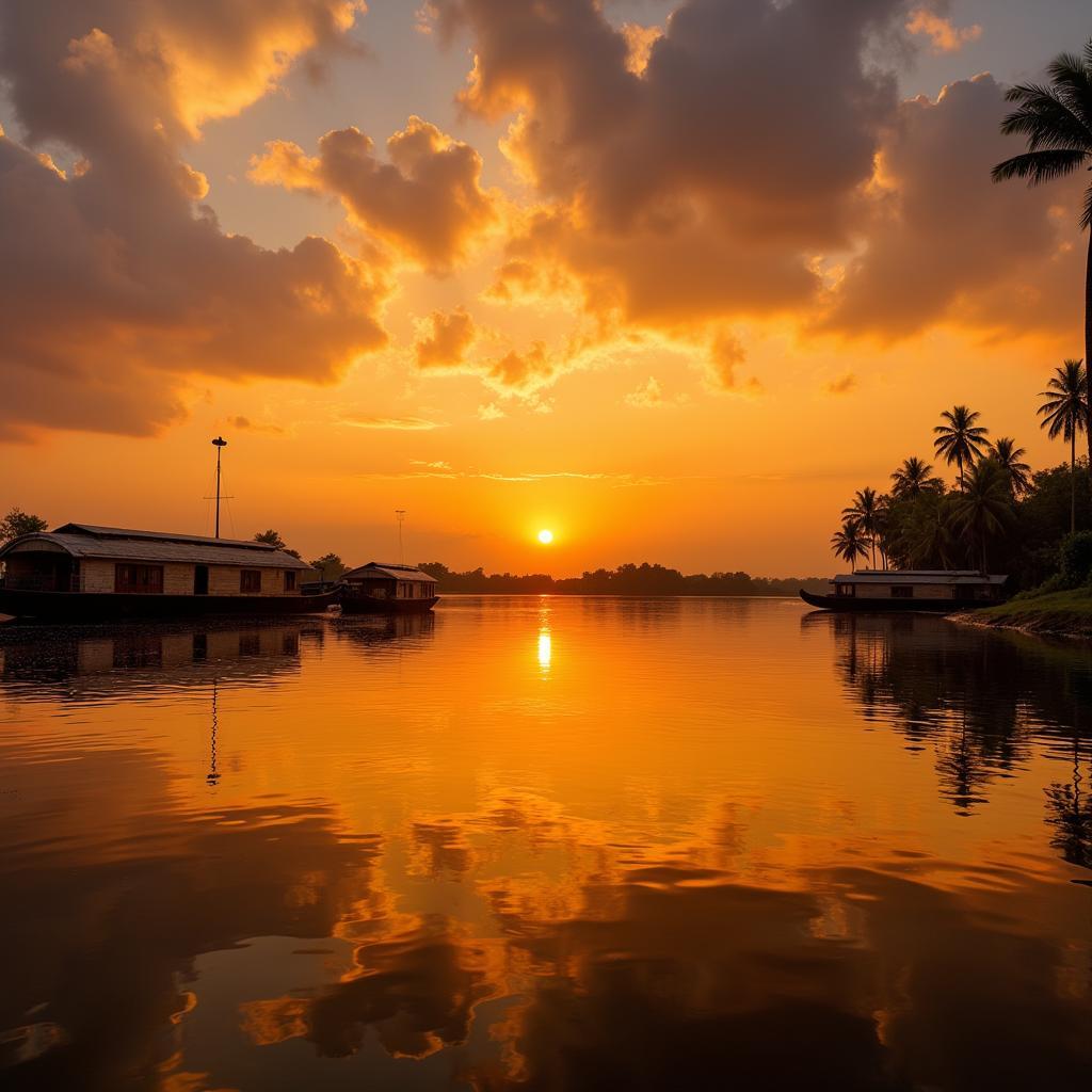 Sunrise over the Kumarakom backwaters