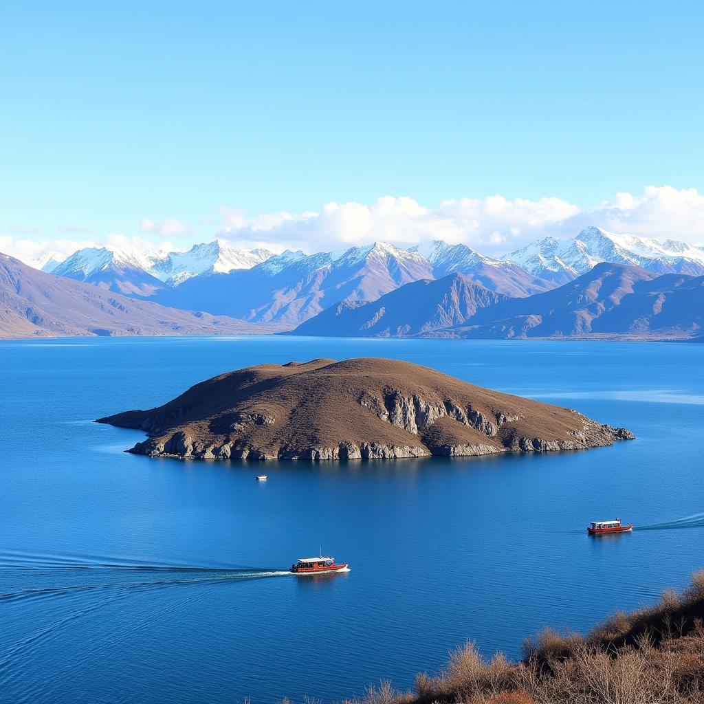 Lake Titicaca and Amantani Island at High Altitude