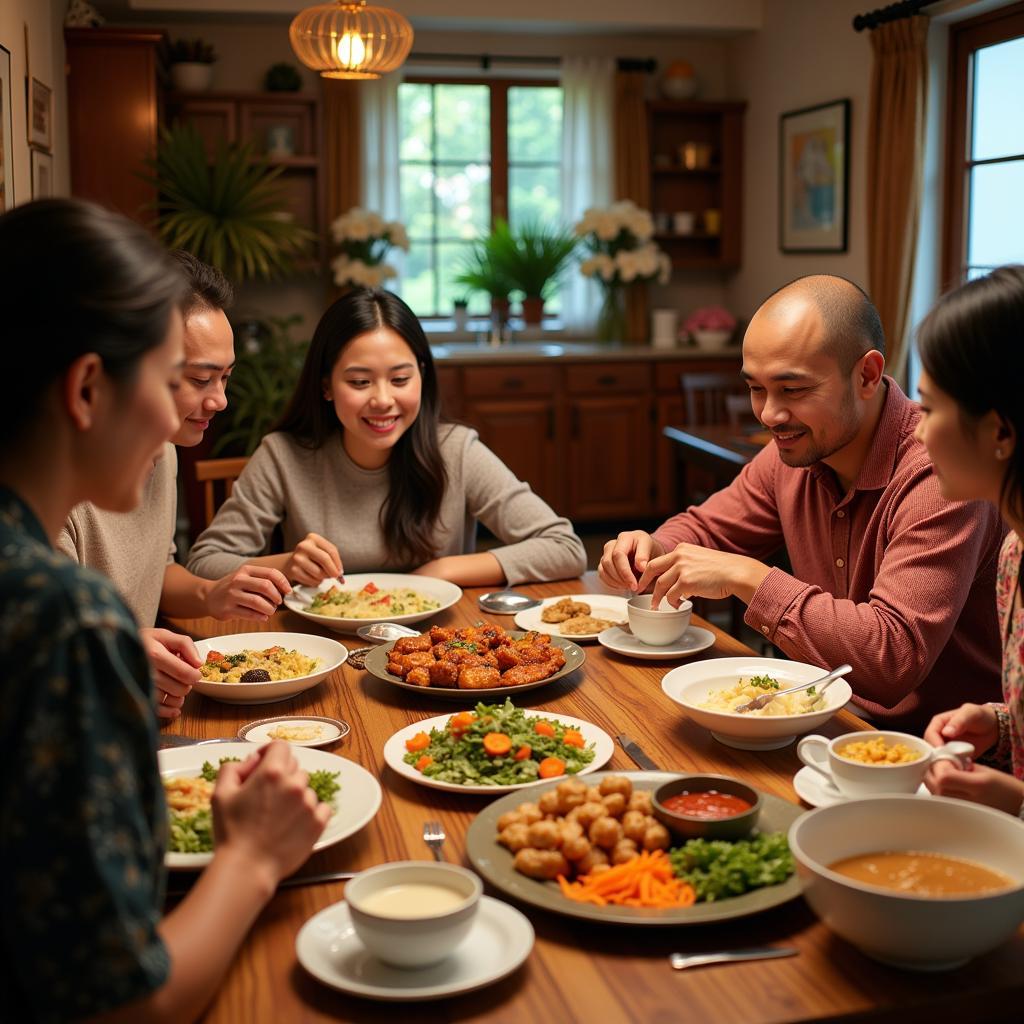 Enjoying a Traditional Malaysian Meal with a Host Family