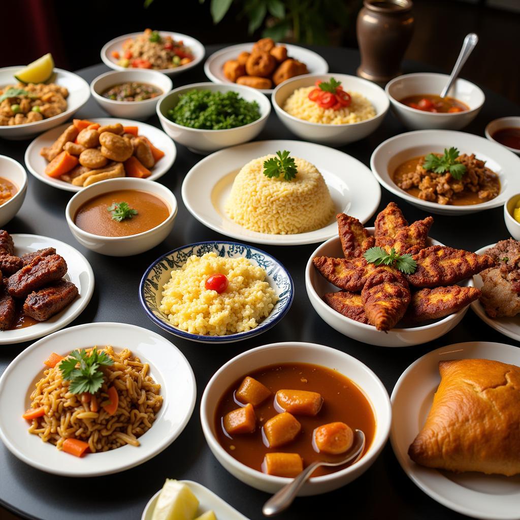 A delicious spread of Malaysian dishes