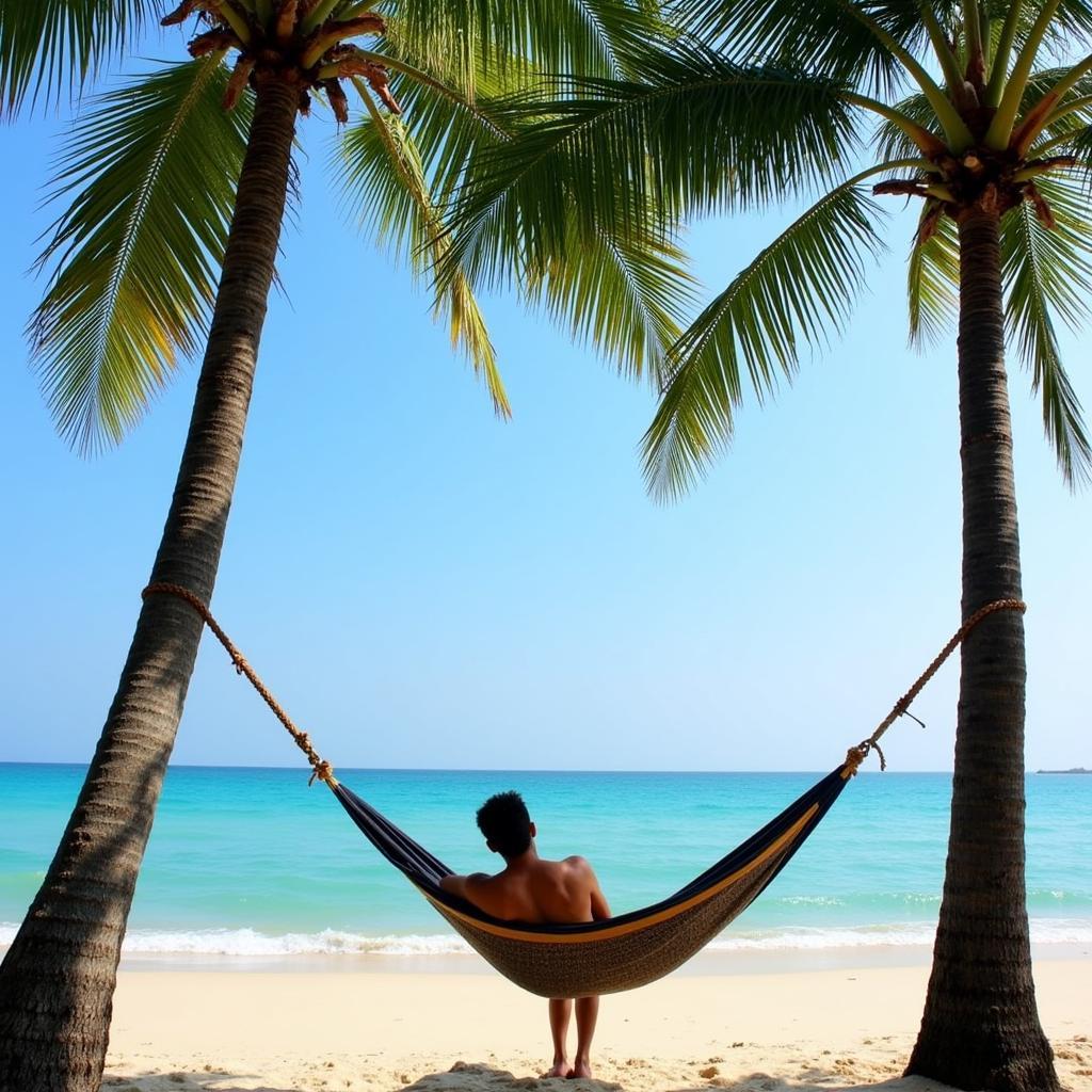 Relaxing in a hammock on Marari beach