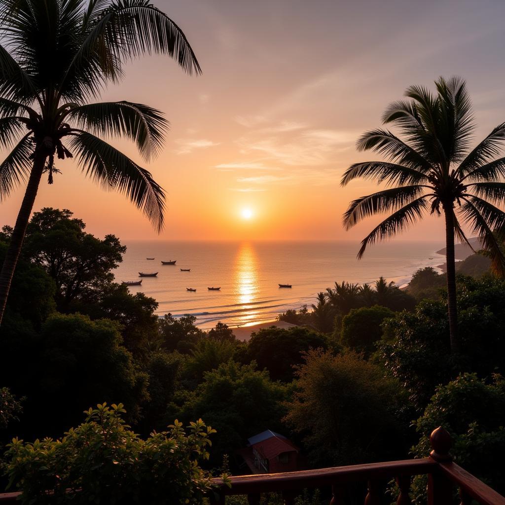 Sunset view from a Marari beach homestay