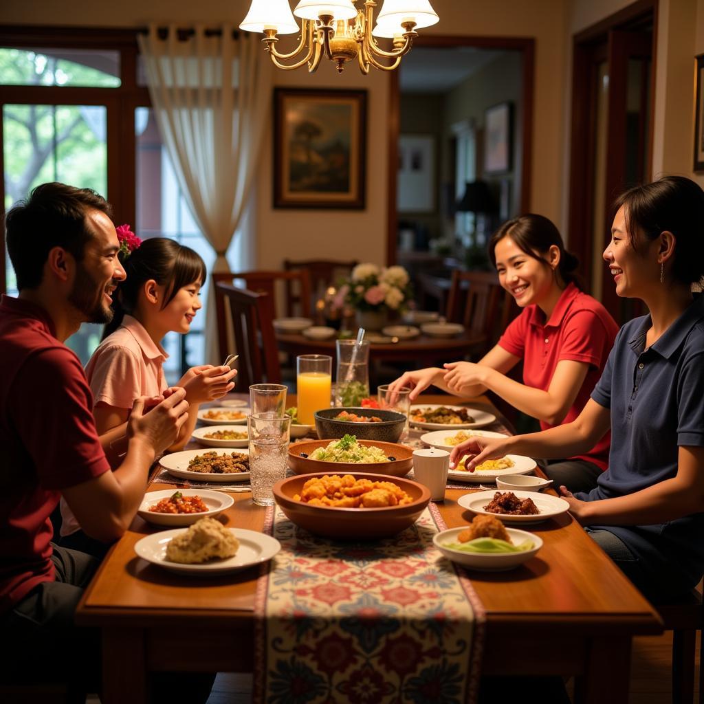 Enjoying a Traditional Malaysian Dinner with Host Family