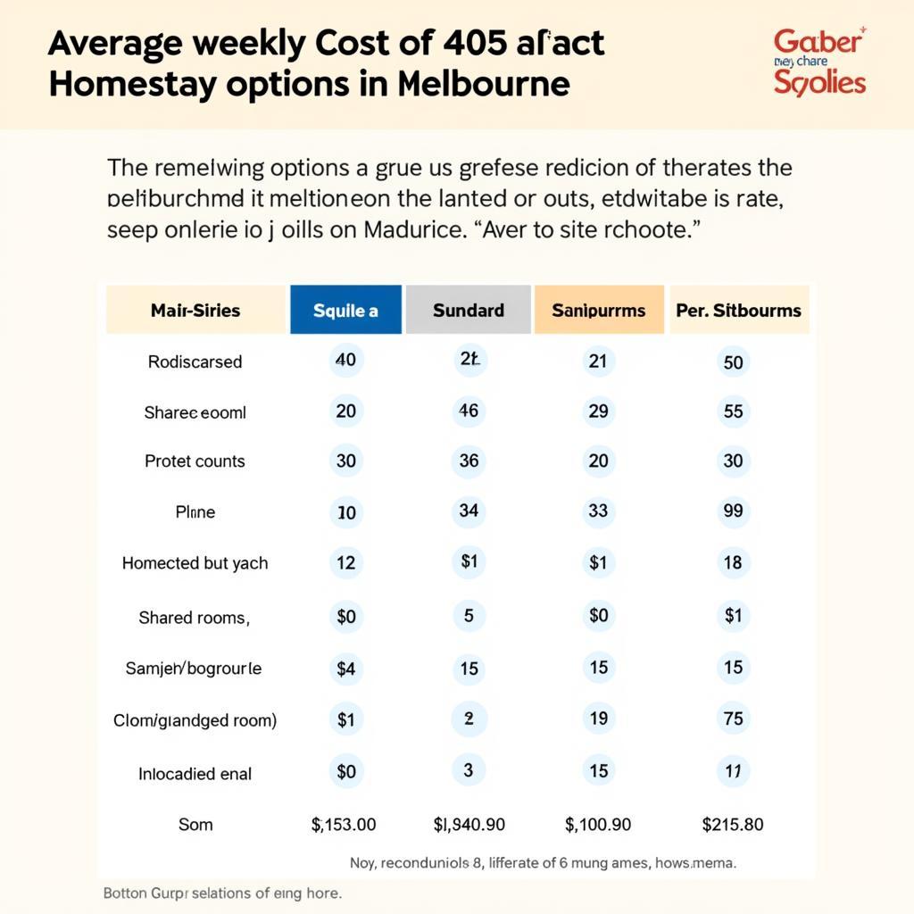 Melbourne Homestay Cost Comparison Chart