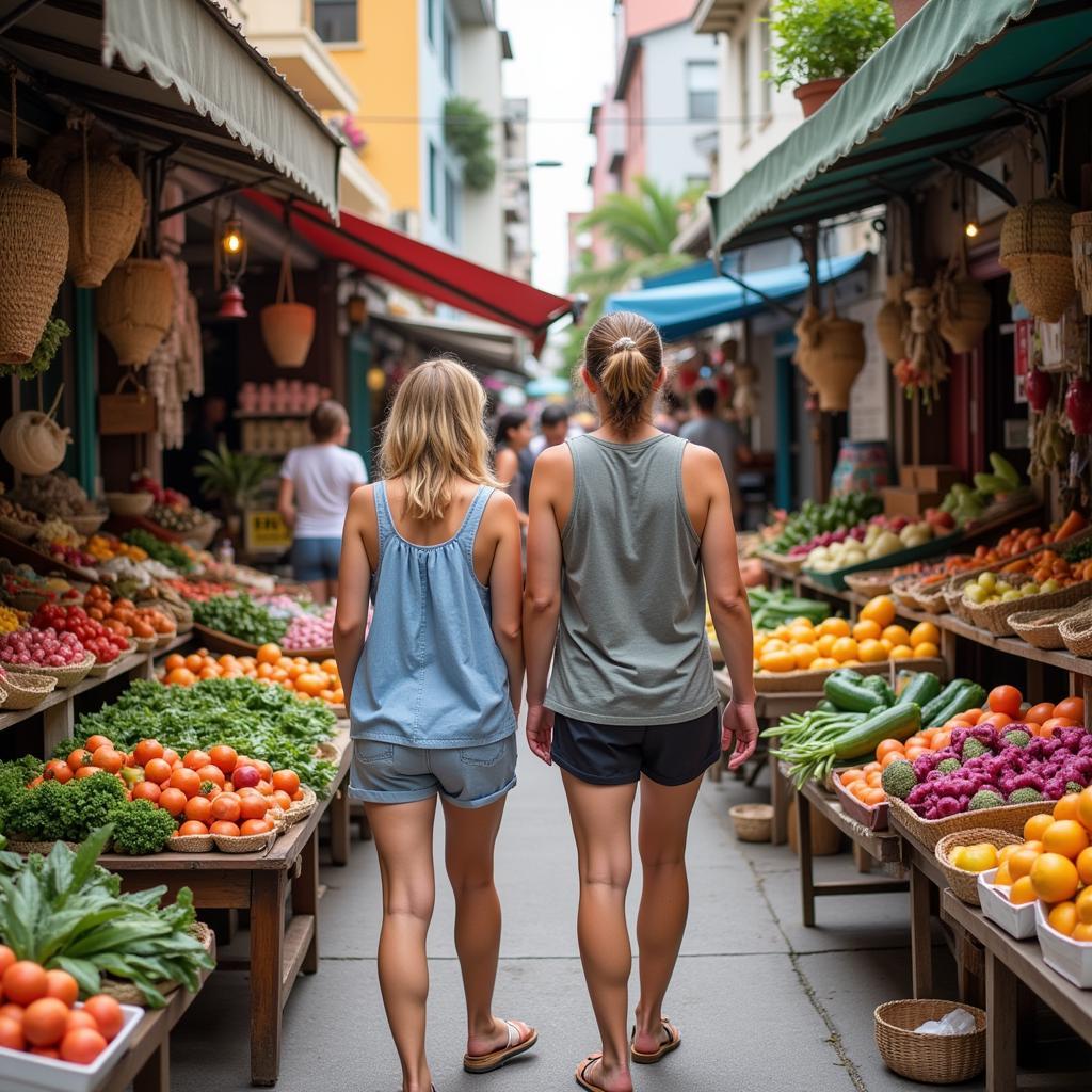 Homestay guest exploring a local Miami market with their host