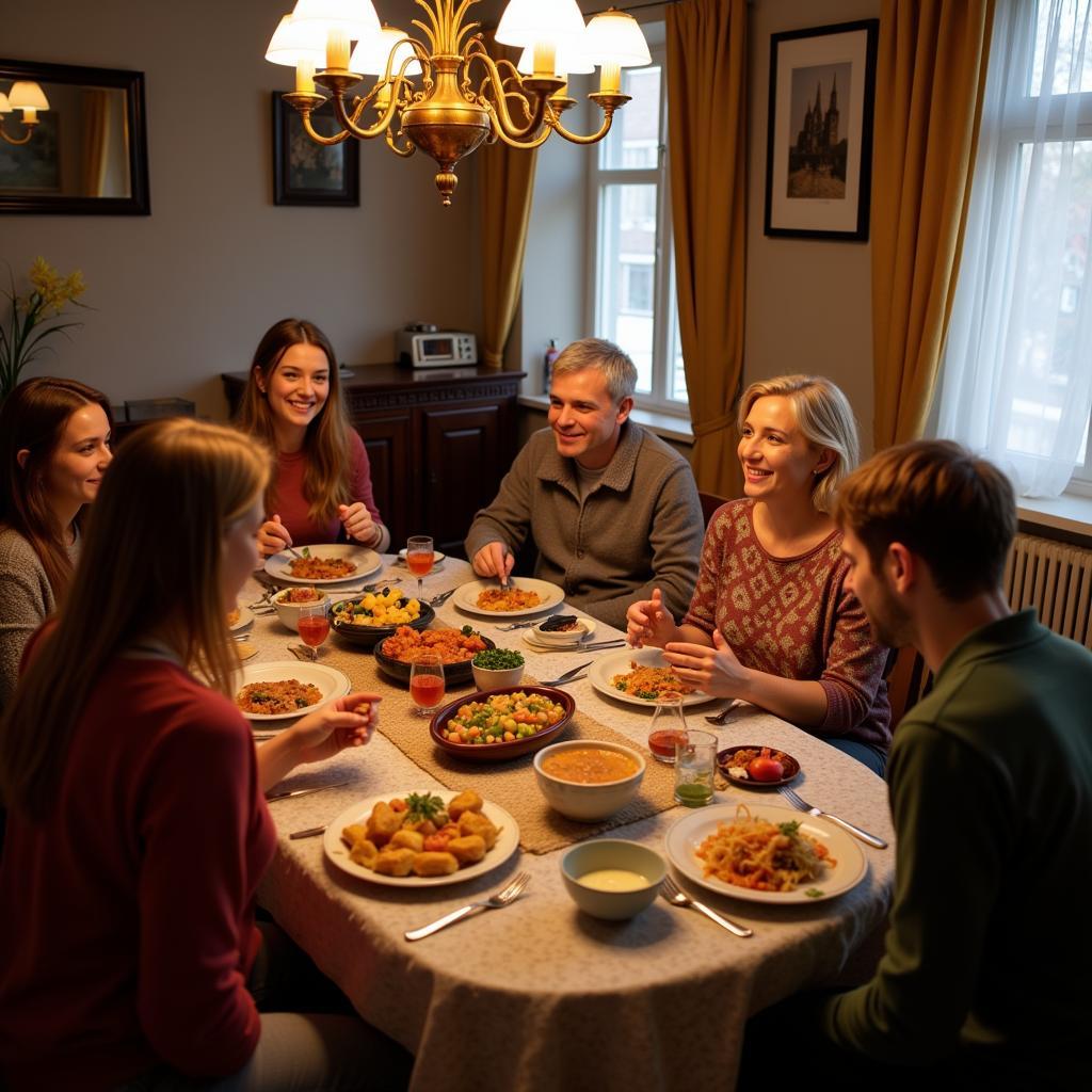 Family dinner in a Moscow homestay