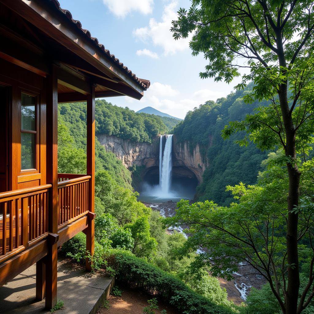 Scenic View of Mount Ledang Waterfall from a Homestay