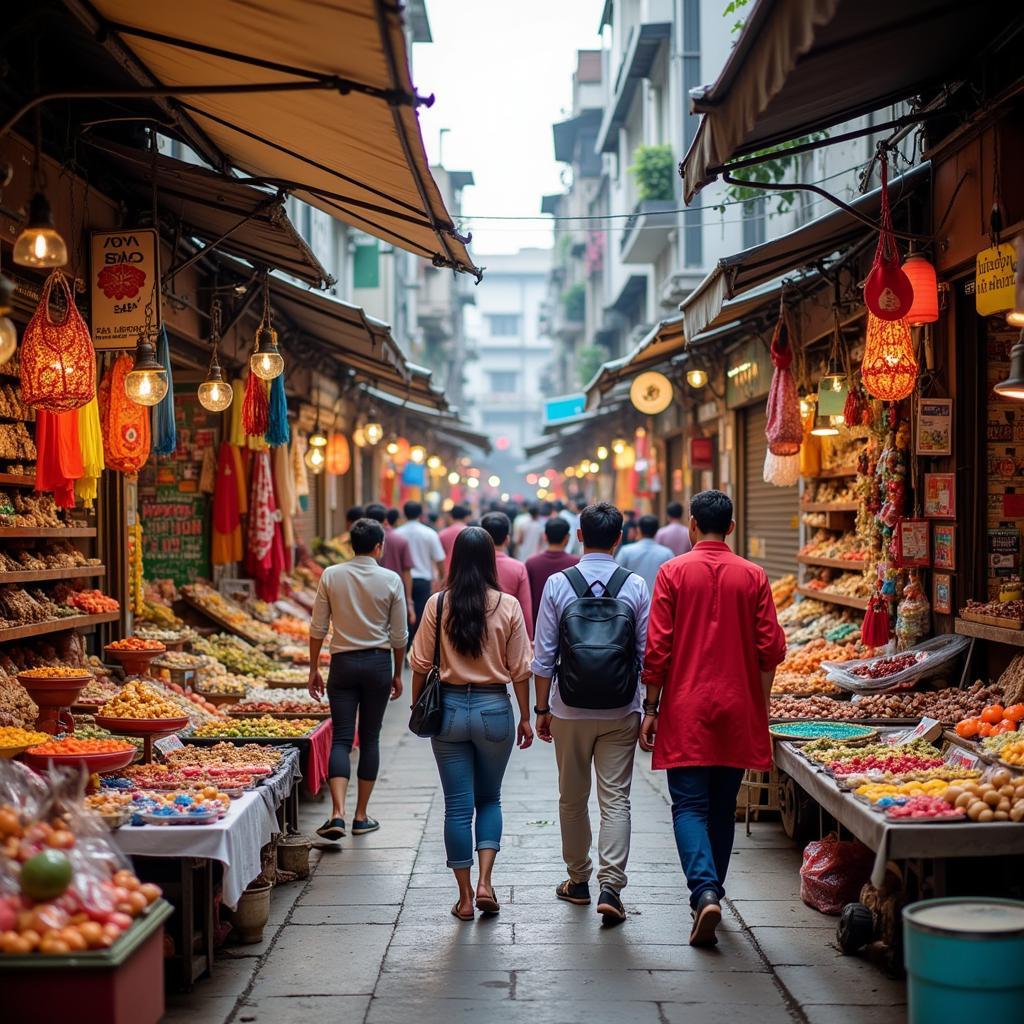 Guests exploring a local market near their Mumbai homestay