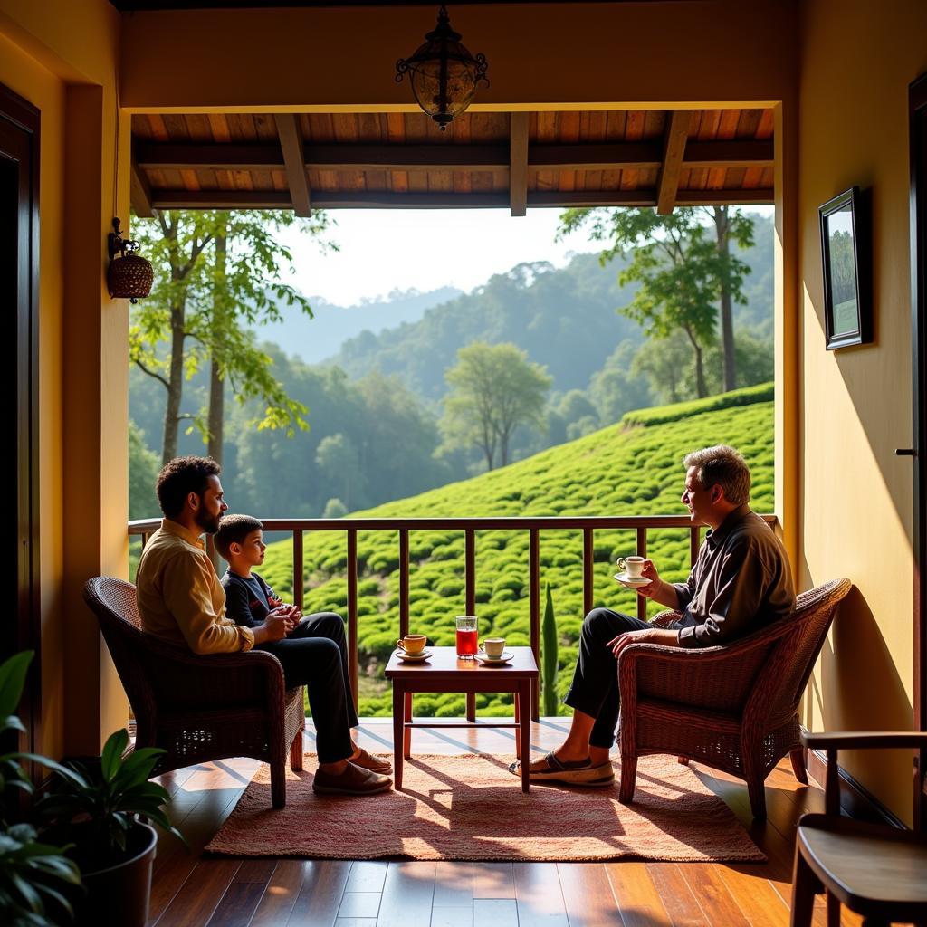 Family enjoying tea at a Munnar homestay