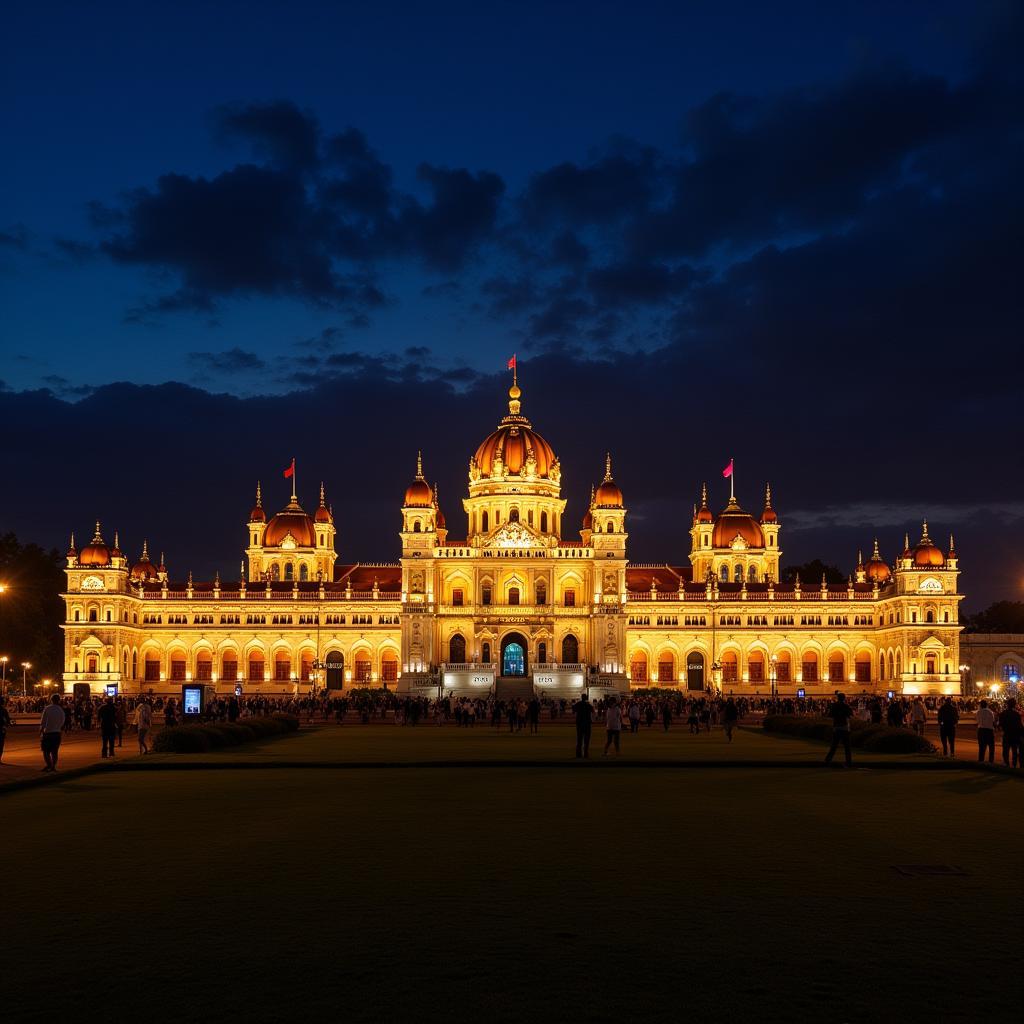 Mysore Palace illuminated at night