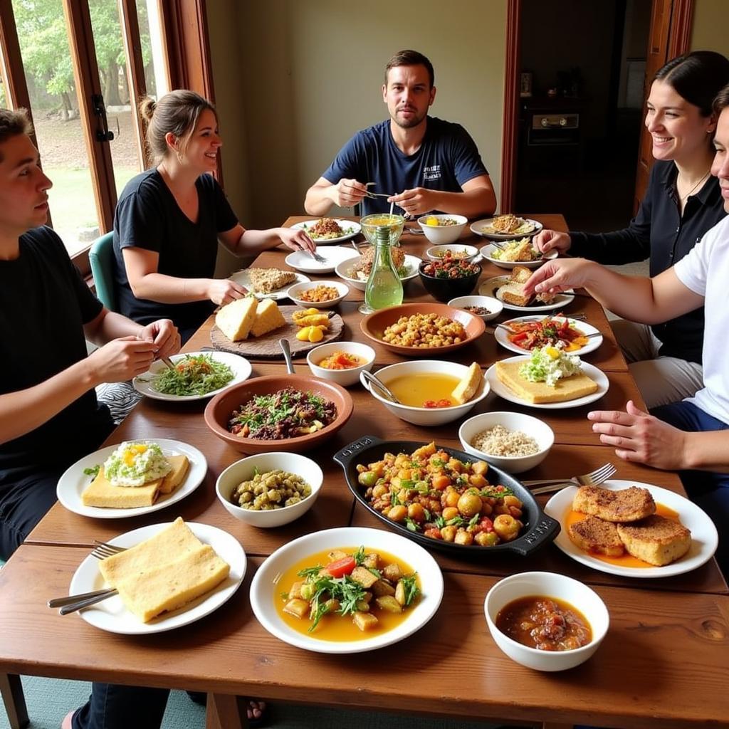 Enjoying authentic local cuisine at a Nandi Hills homestay