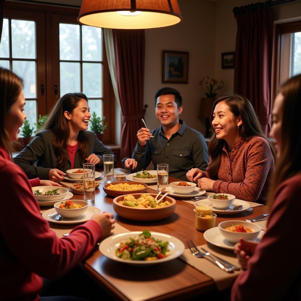 Nepali Family Sharing a Meal at Haarlem Homestay