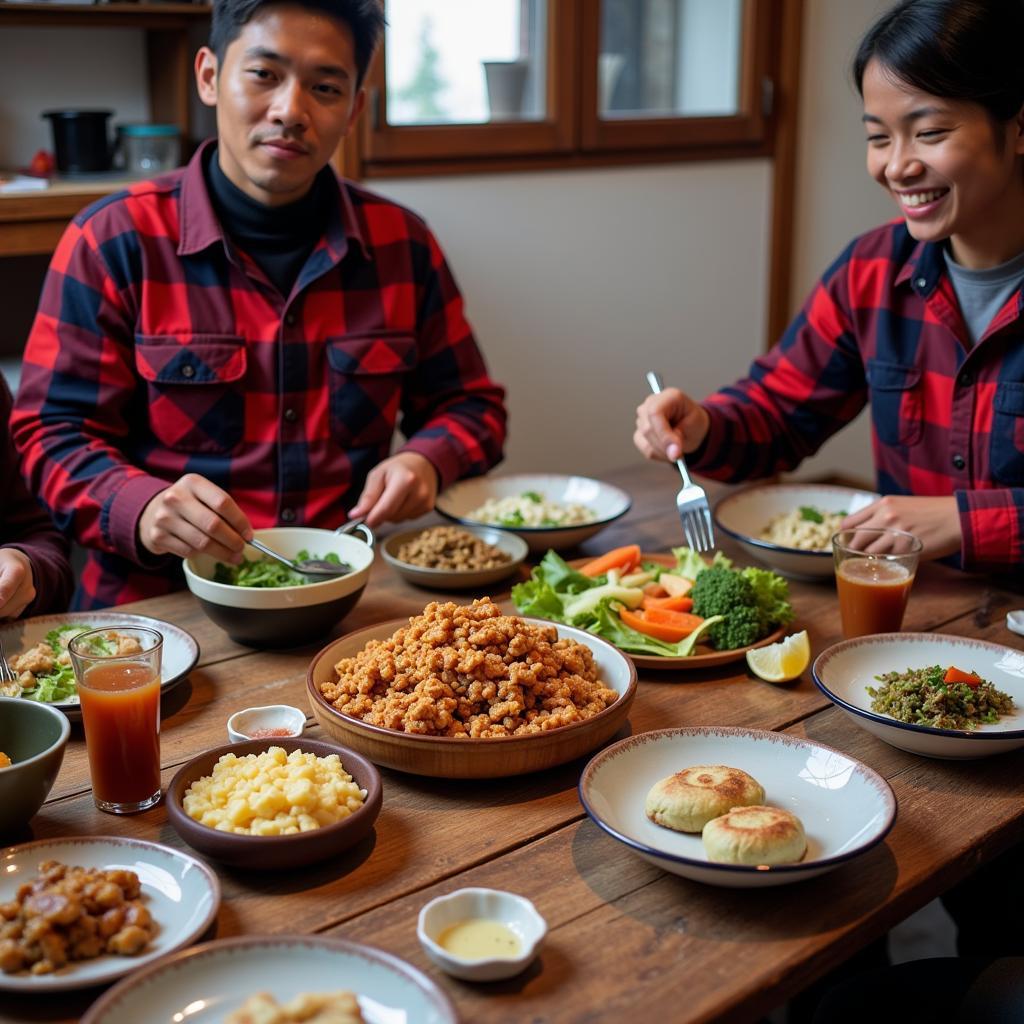 Sharing a Traditional Nepali Meal in a Homestay