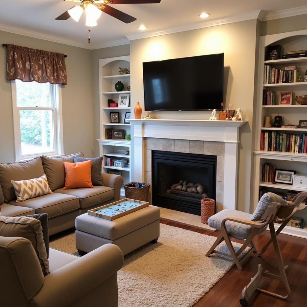 Comfortable living room in a New Jersey homestay with various amenities