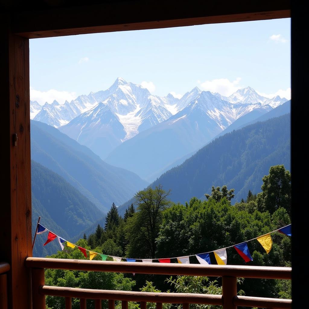 Stunning mountain view from a North Indian homestay