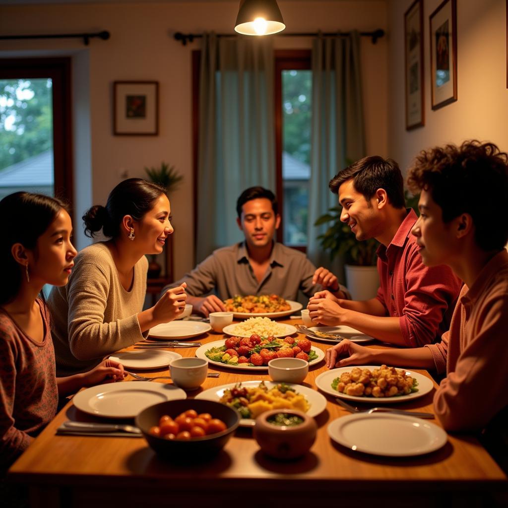 Enjoying a traditional meal with a local family in an Ooty homestay