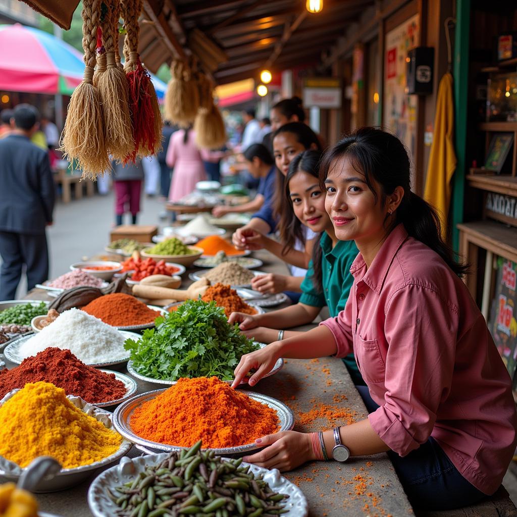 Visiting a local market near a homestay in Pangkor Island.