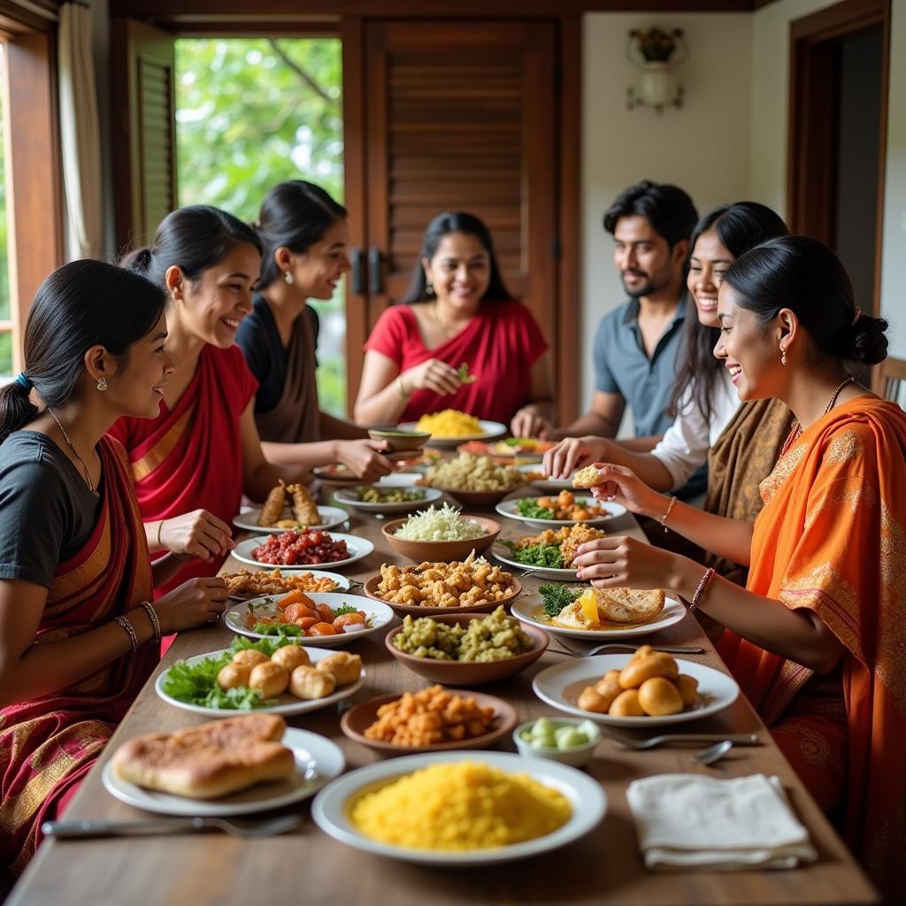 Family meal at a Papanasam homestay