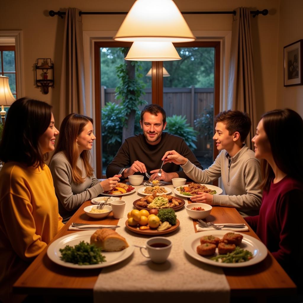 Family dinner in a Phoenix homestay