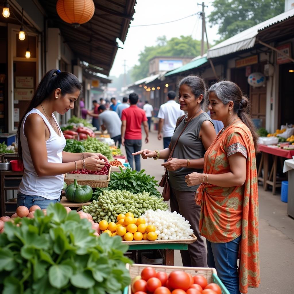 Host taking guests to a local market in Pondicherry