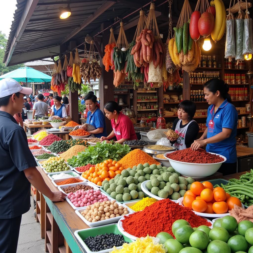 Vibrant local market in Pulau Indah