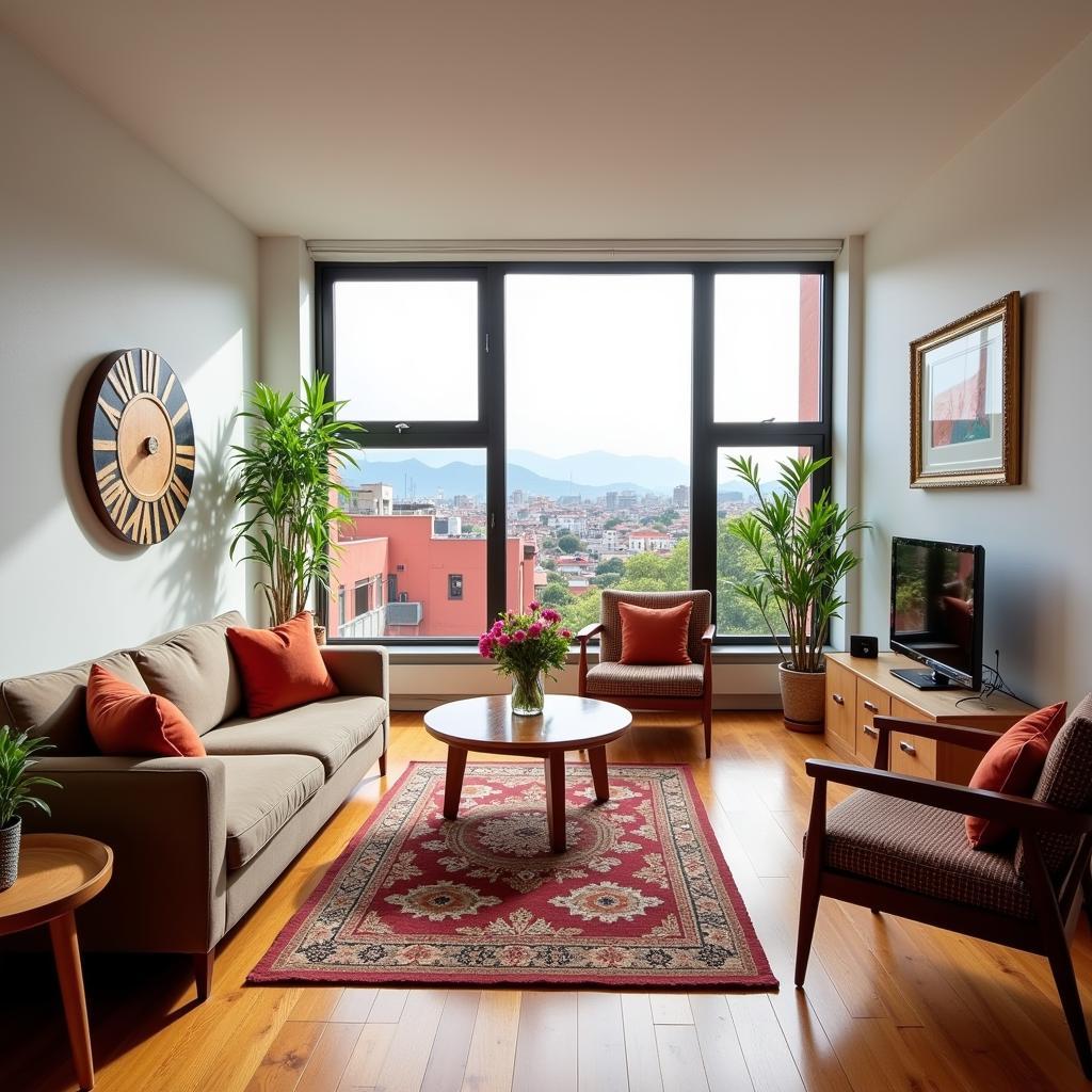 Cozy living room in a Quito homestay apartment