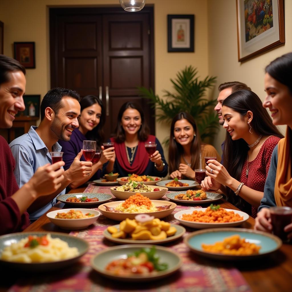 Rajasthani family sharing a meal in a Bera homestay