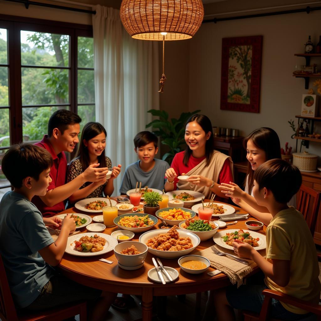 Family dinner at a Rawang homestay