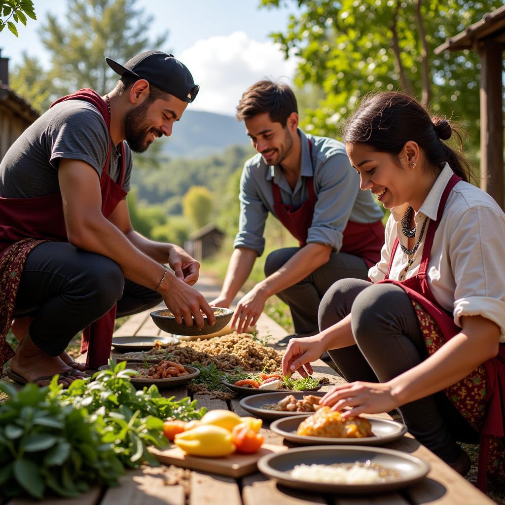 Guests Interacting with Locals in a Peruvian Village