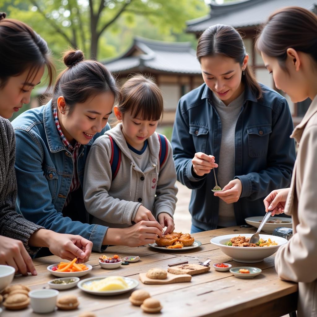 South Korean Homestay Family Engaging in Activities