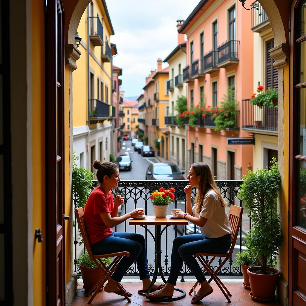 Enjoying the view from a Spanish apartment balcony