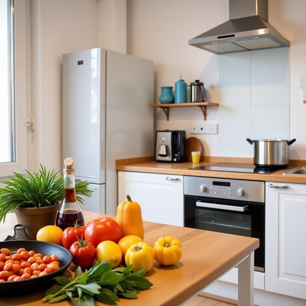 Preparing a traditional Spanish meal in a homestay kitchen