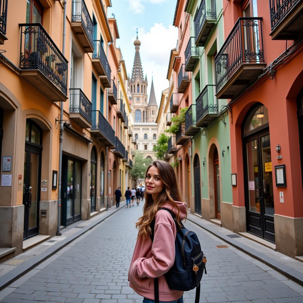 Exploring the artistic streets of Barcelona during an artistic homestay