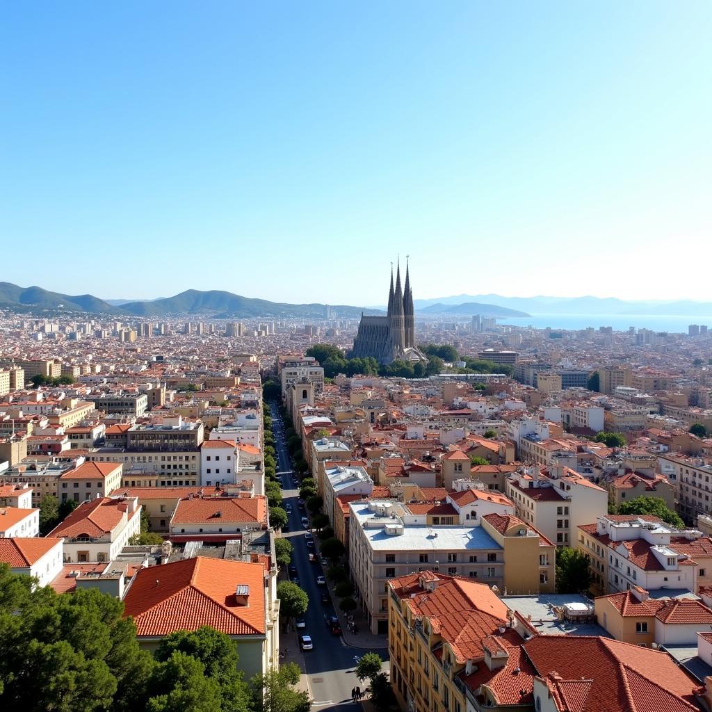 Barcelona cityscape with Gaudi architecture