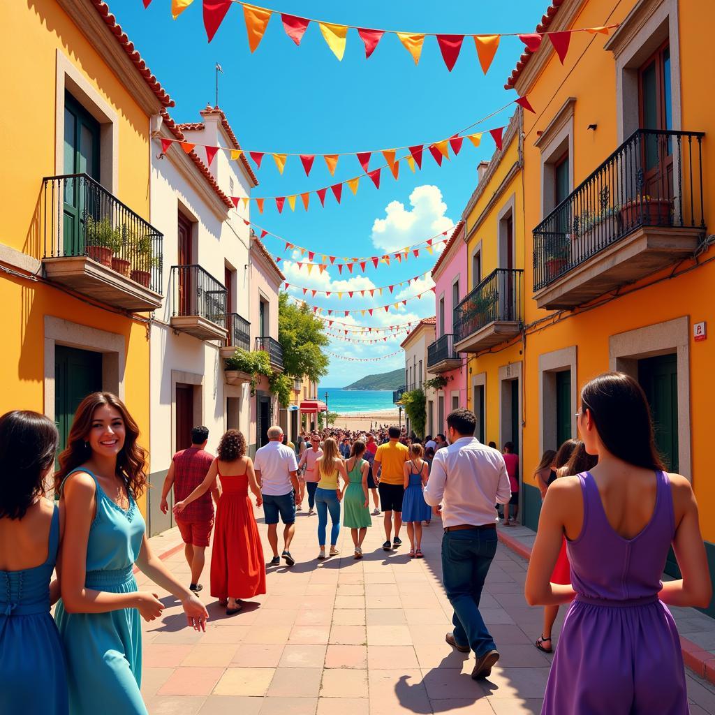 Fiesta in a Spanish Coastal Town