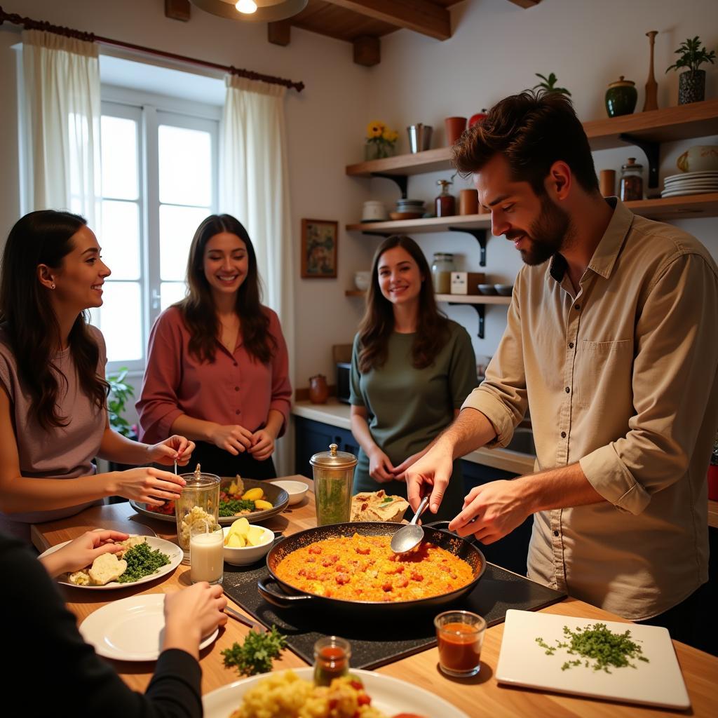 Learning to Cook Paella in a Spanish Homestay