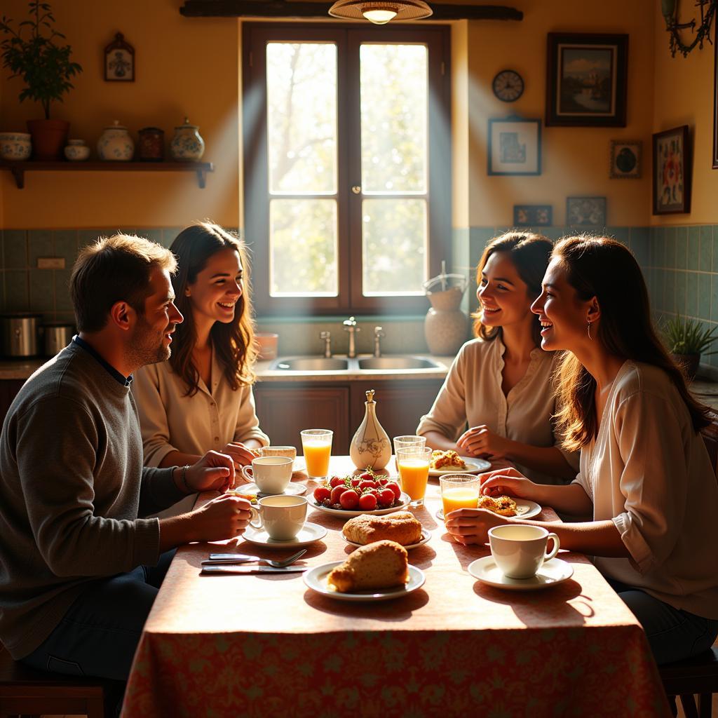 Spanish Family Enjoying Breakfast in a DEC Homestay