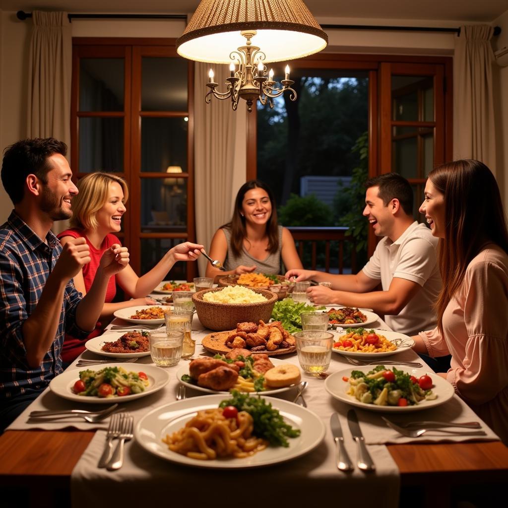 Family Dinner in a Spanish Homestay