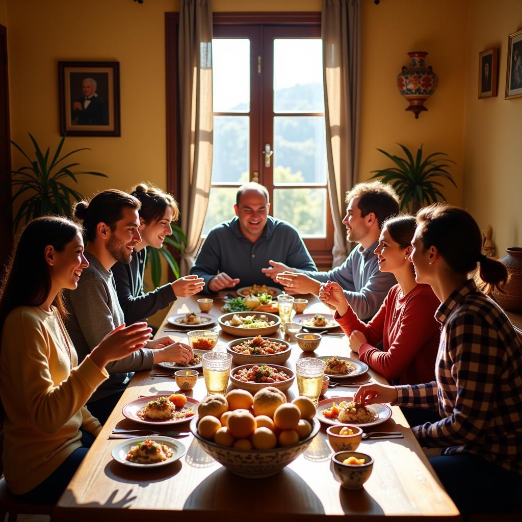 Family dinner in an Antu Community Homestay